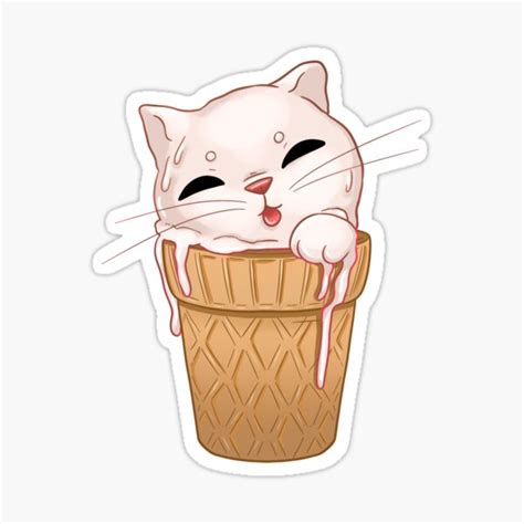 Ice Cream Cat Vanilla Sticker For Sale By Themagicbox Redbubble