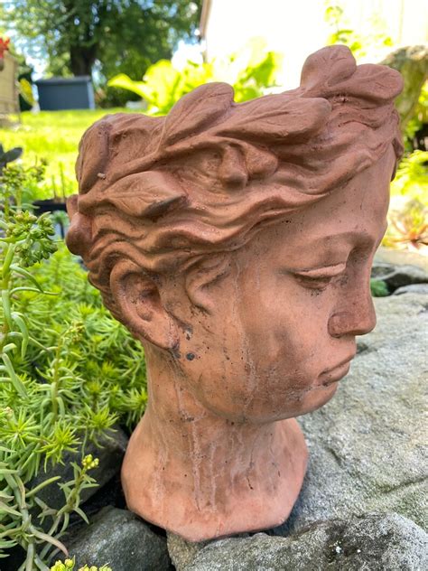 Female Head Planter Concrete Head Planter Art Goddess Etsy