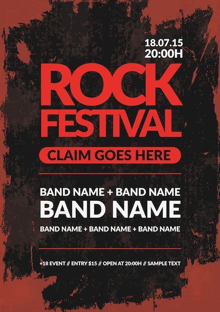 Premium Vector Rock Festival Poster In Grunge Style