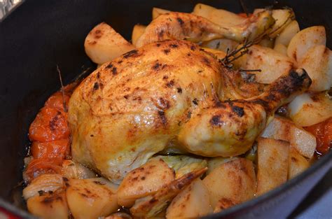 Poulet roti en cocotte au four