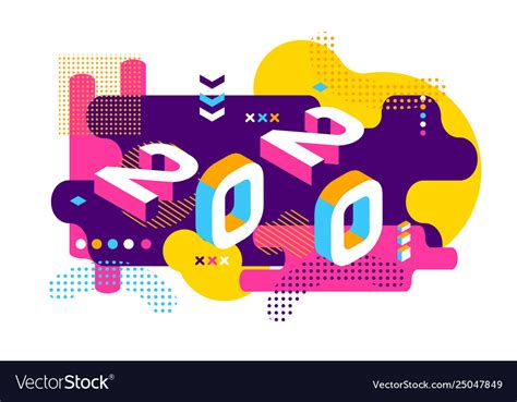 2020 Colored Memphis Style Banner Royalty Free Vector Image