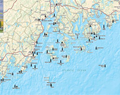 Interesting Maps And Charts — Maine Lighthouses Illustrated Map And Guide