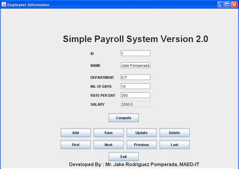 Simple Employee Payroll System Version 20 Free Source Code