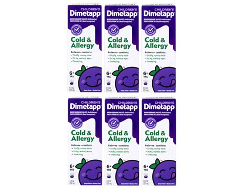 6 Pack Dimetapp Childrens Cold And Allergy Grape Flavor 8 Oz Each