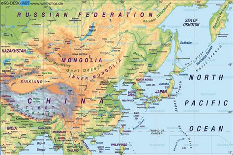 Physical Map Of Central Asia