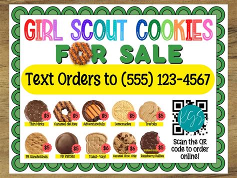 Girl Scout Cookie Sales Flyer Editable Canva Template Etsy