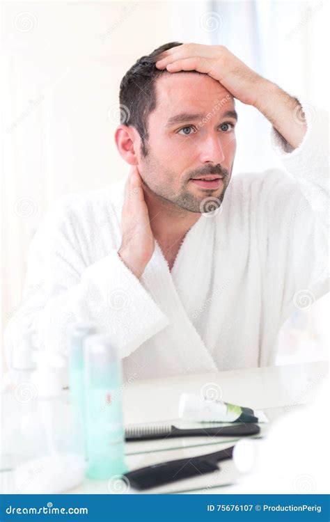 Young Attractive Man Taking Care Of His Hair Stock Image Image Of