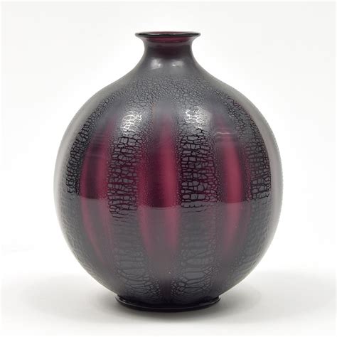 Botterweg Auctions Amsterdam Purple Glass Serica Vase No 18 With Crackle Design A D Copier