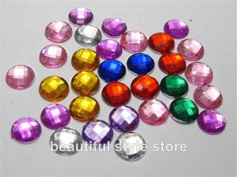 500pcs mixed color 10mm rhinestone flatback acrylic round bead crystal and stone clothes crafts