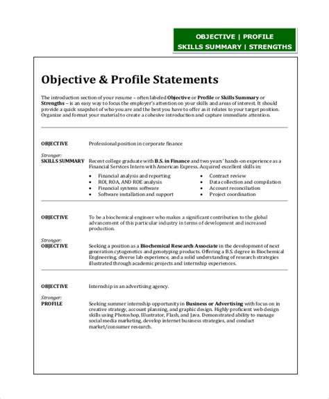 Resume Objective Statement Template How To Create The Perfect One