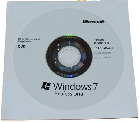 Microsoft Windows 7 Professional 32 Bit Installation Disc The