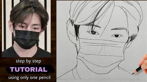 How To Draw Bts V Step By Step Bts Drawing Tutorials 💜 Boy Drawing