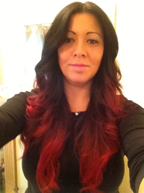 Red And Black Dip Dye Long Hair Styles Hair Hair Makeup