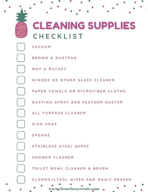Basic Cleaning Supplies Checklist For Your Home Free Printable
