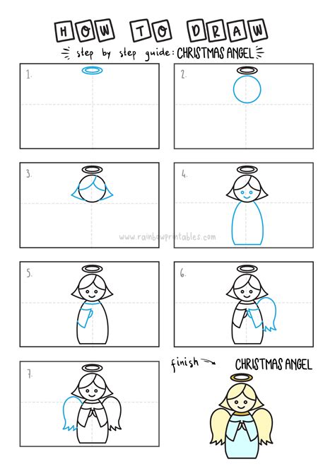 How To Draw Christmas Angel Ornament Rainbow Printables