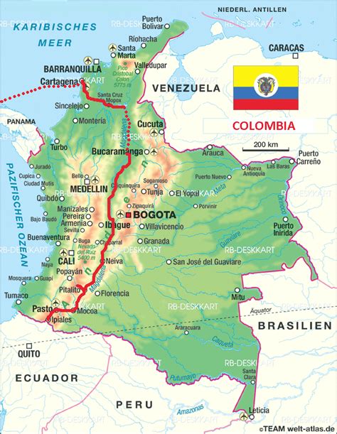 Colombia Mapa Fisico De Colombia