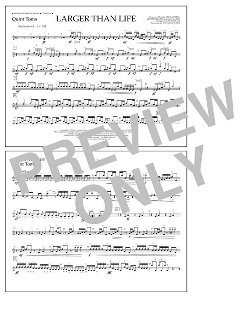 Tom Wallace Larger Than Life Quint Toms Sheet Music Notes