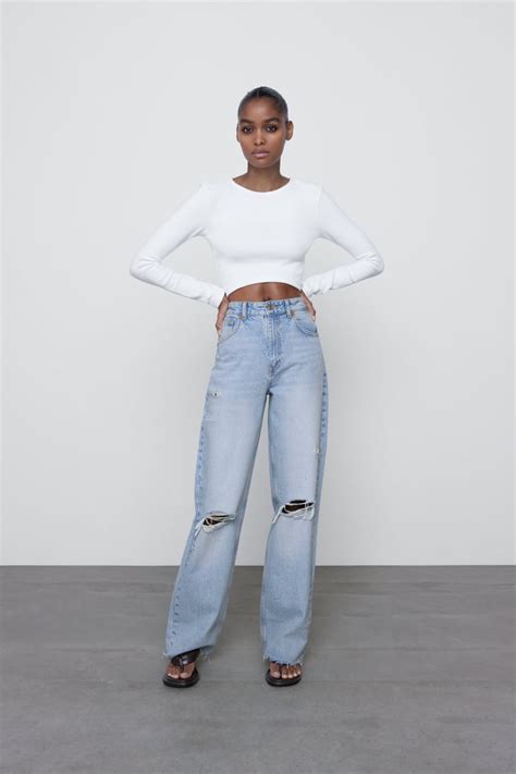 Zara Wide Leg Full Length Ripped Jeans The Best Jeans At Zara