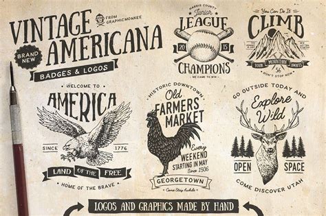 Vintage Americana Badges And Logos By Graphicmonkee On Creativemarket