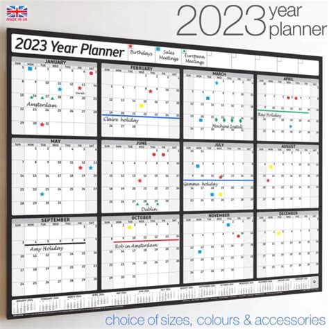 2024 Calendar Laminated Year Planner Xl Wall Chart Weekly Monthly To Do