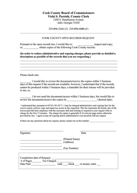 Cook County Open Records Request Printable Pdf Download