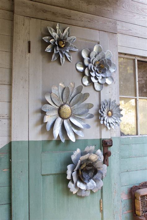 Your painting will be created very similar in the same style, color and size. 5 Pc Set Decorative and 3-Dimensional Flower Wall Decorations - Galvanized Metal | Metal flowers ...