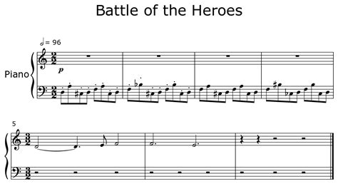 Battle Of The Heroes Sheet Music For Piano