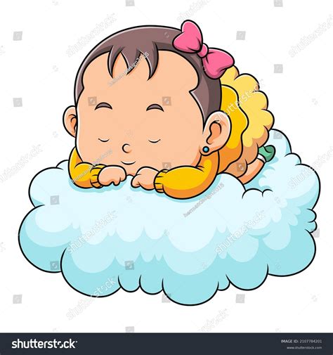 Cute Little Baby Girl Sleeping Posing Stock Illustration 2107784201