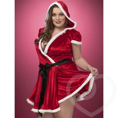 Plus Size Sexy Santa Hooded Wrap Dress Sexy Costumes Lovehoney