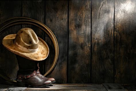 7x5ft Wild West Cowboy Boots Rope Hat Wood Grain Wall Custom