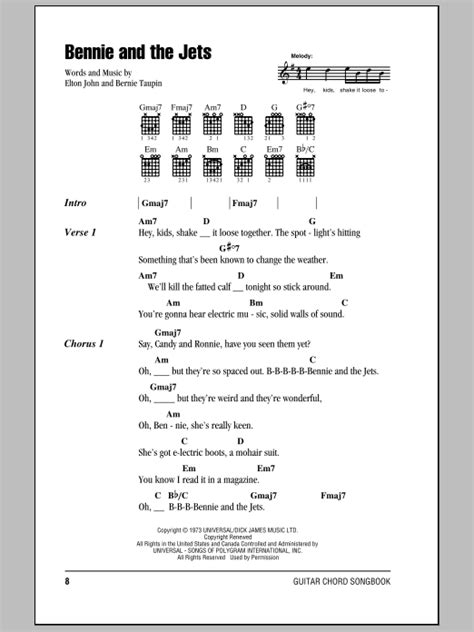 Elton John Bennie And The Jets Lyrics And Chords