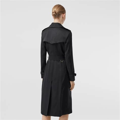 Silk Satin Trench Coat In Black Women Burberry Canada