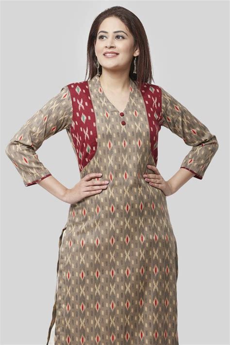 ikkat jacket style printed kurti printed kurti designs simple kurti designs kurti neck designs