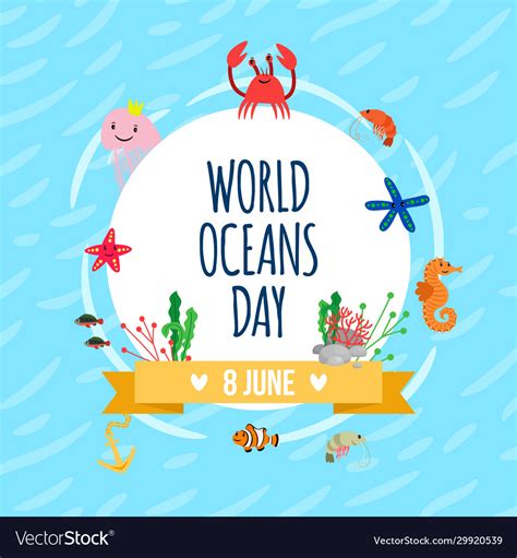 World Oceans Day Poster Royalty Free Vector Image