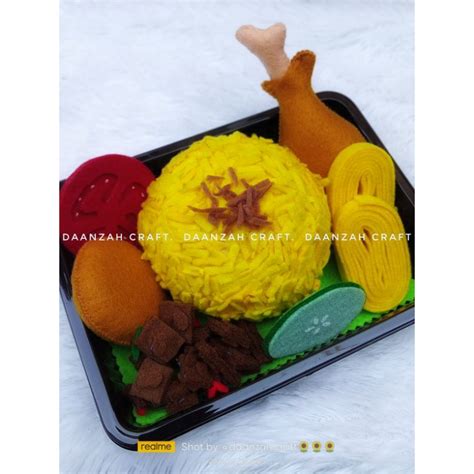 Jual Nasi Kuning Flanel Set Mainan Edukasi Replika Makanan Dari Kain
