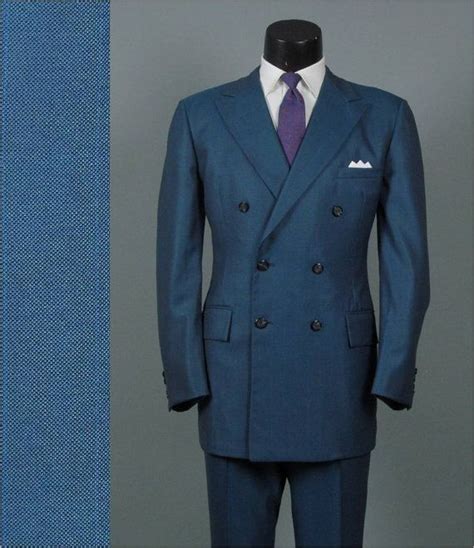 Reserved Mens Double Breasted Vintage Suit 1960s Mod Blue