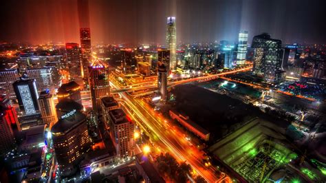Beijing China Stadt Nacht Wolkenkratzer 2560x1600 Hd