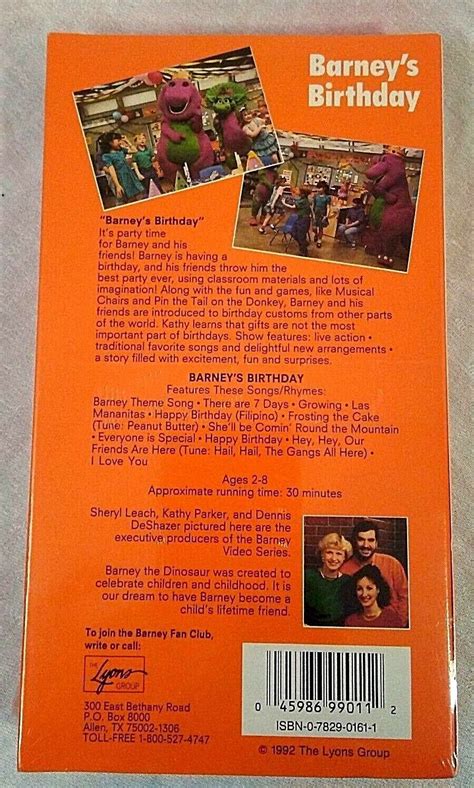 Barney Vhs Birthday Sing Along New Sealed Vintage Barney Friends The