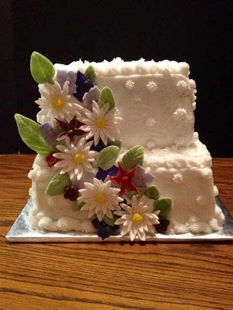 Wedding Cake Two Tier Sugar Flowers With Buttercream Icing These Are