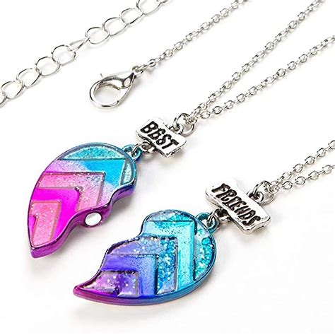 Best Friend Necklace For 2 Best Friend Necklace Rainbow Splicing