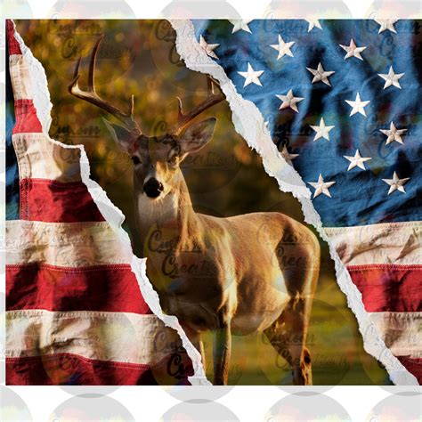 Deer American Flag Hunting Sublimation Transfer For Skinny Non Etsy