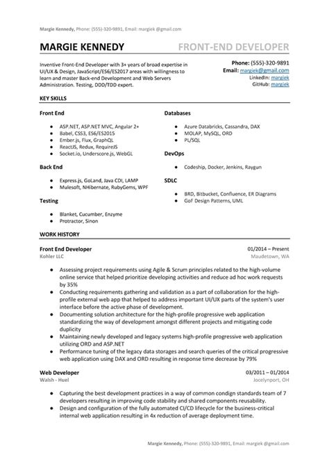 This template features suggestive content and original artworks which will surely give you the utmost convenience. What's a good front-end web developer's resume look like ...