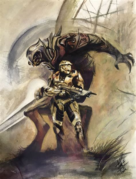 Halo 3 The Arbiter And Master Chief By Drawmart Halo Drawings Halo