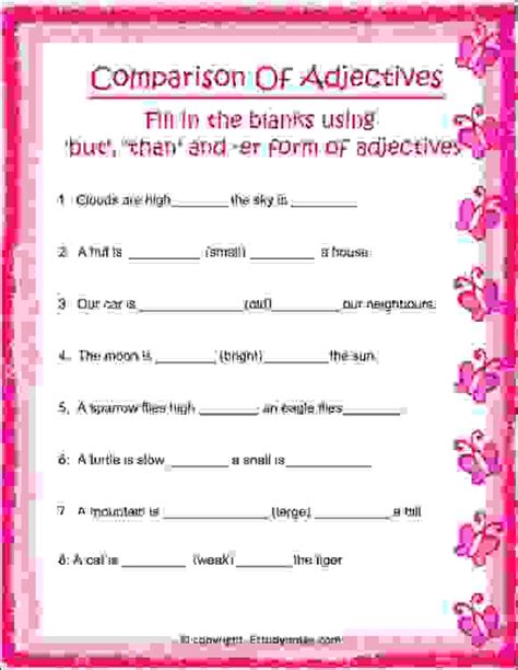 We did not find results for: Comparison of Adjectives Worksheet 5 - EStudyNotes