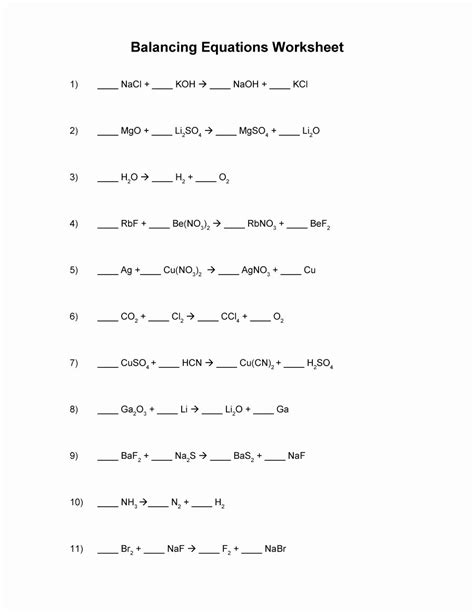 Basically, there are five types of chemical equations and their reactions. 49 Balancing Equations Practice Worksheet Answers | Chessmuseum Template Library
