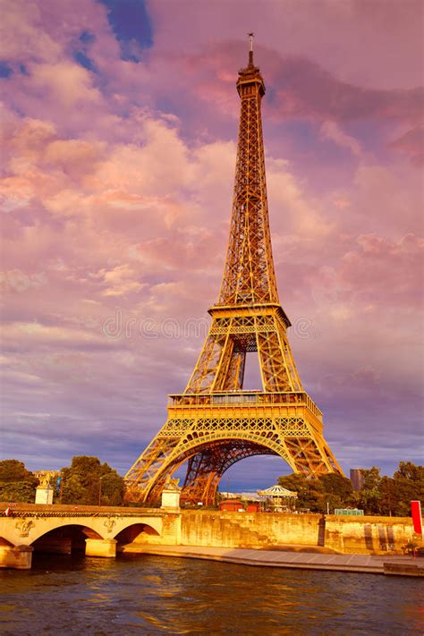 Eiffel Tower At Sunset Paris France Stock Photo Image Of High Arch