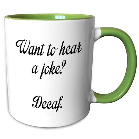 3drose Want To Hear A Joke Decaf Two Tone Green Mug 11 Ounce