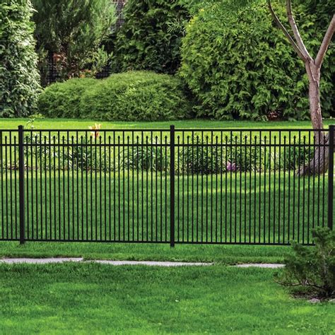 Freedom York 4 12 Ft H X 6 Ft W Black Aluminum Spaced Picket Flat Top