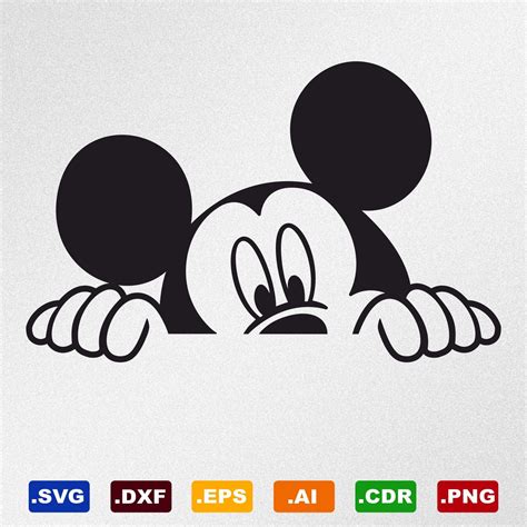 Cricut Mickey Mouse Peeking Vector Files For Silhouette Cutting Plotter