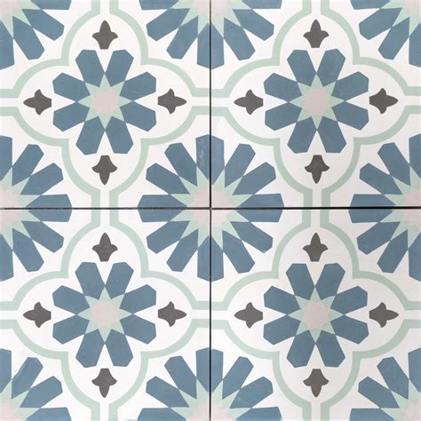 Green Blue And Turquoise Encaustic Cement Tiles Lovely Floral Pattern